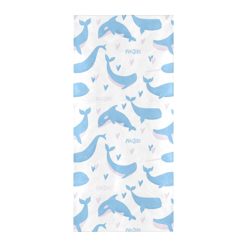 Blue whale pattern Beach Towel