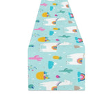 Llama alpaca cactus leaves pattern Table Runner