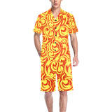 Fire flame design pattern Men's V-Neck Short Pajama Set