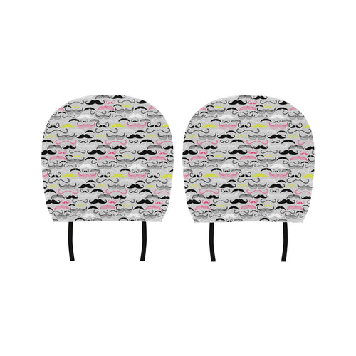 Mustache Beard Pattern Print Design 02 Car Headrest Cover