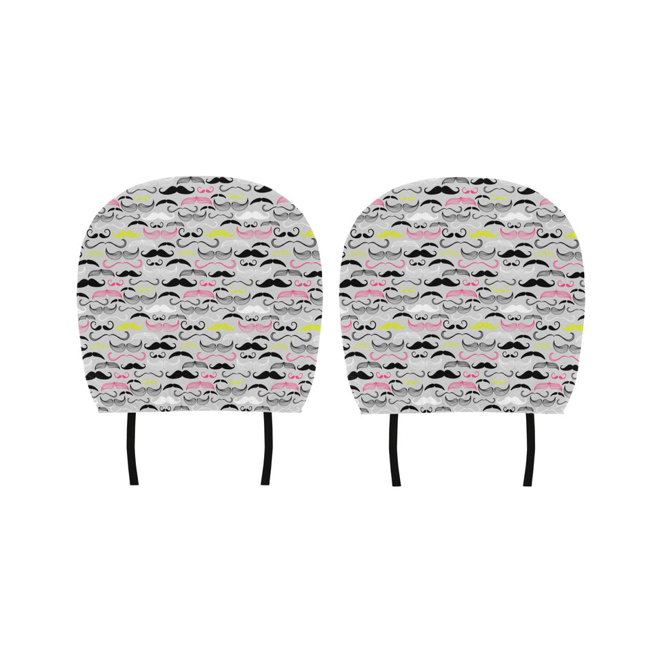 Mustache Beard Pattern Print Design 02 Car Headrest Cover