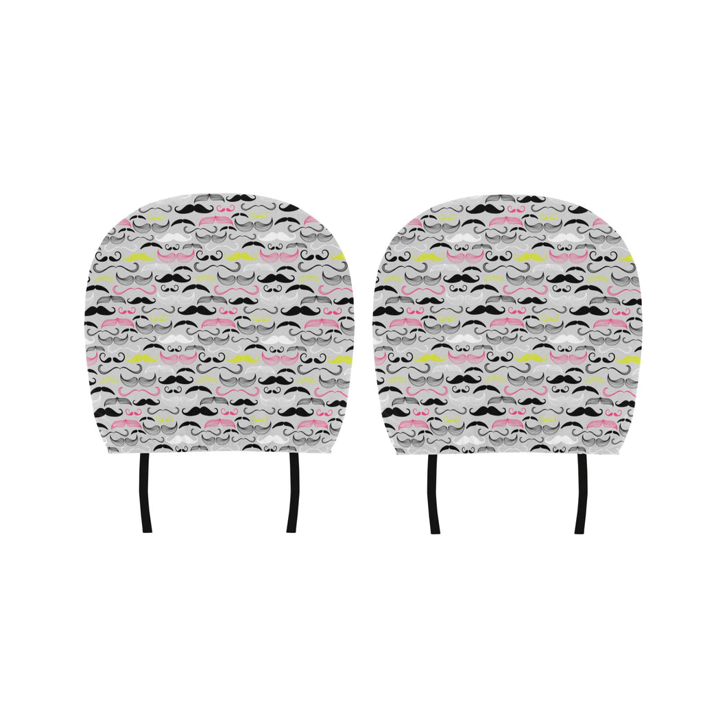 Mustache Beard Pattern Print Design 02 Car Headrest Cover