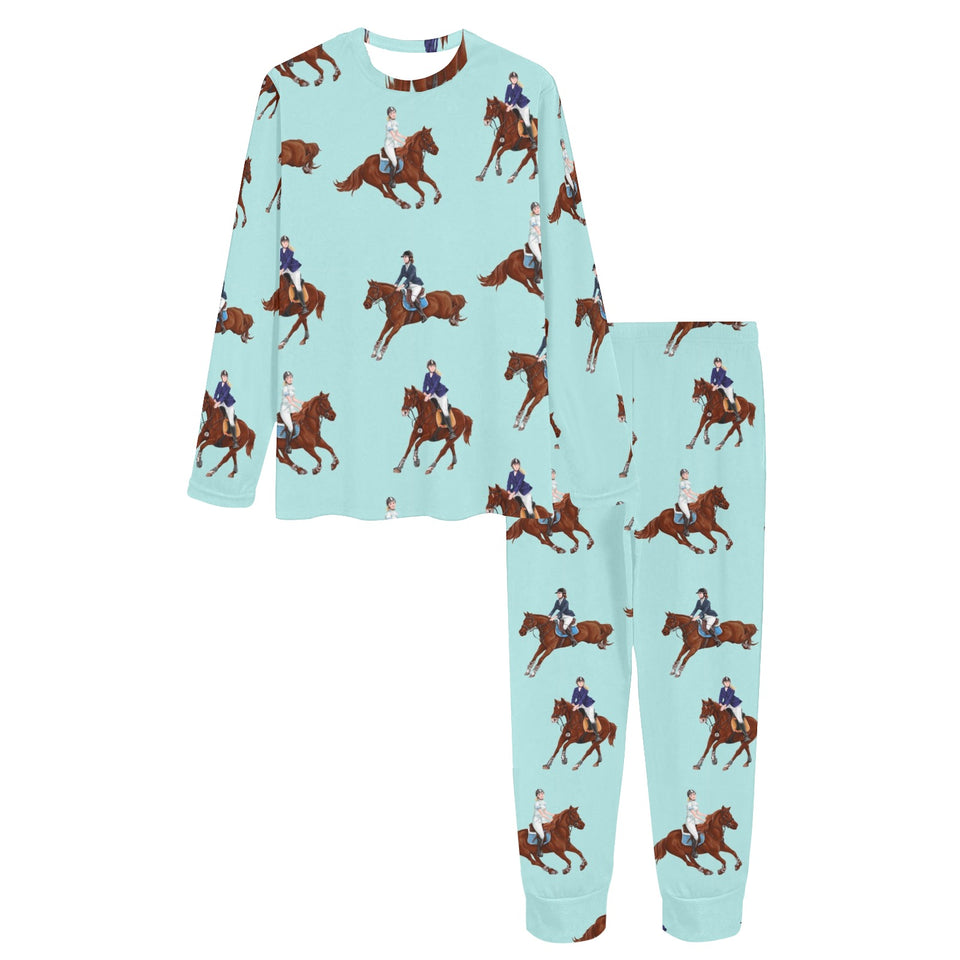 Horses running horses rider pattern Women's All Over Print Pajama Set