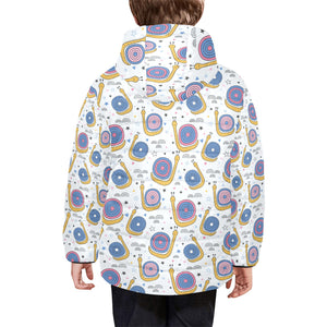 Snail Pattern Print Design 05 Kids' Boys' Girls' Padded Hooded Jacket