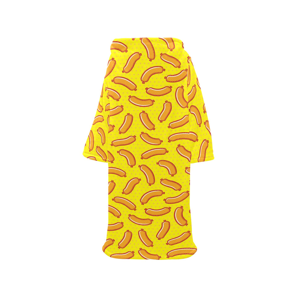 Sausage Pattern Print Design 01 Blanket Robe with Sleeves