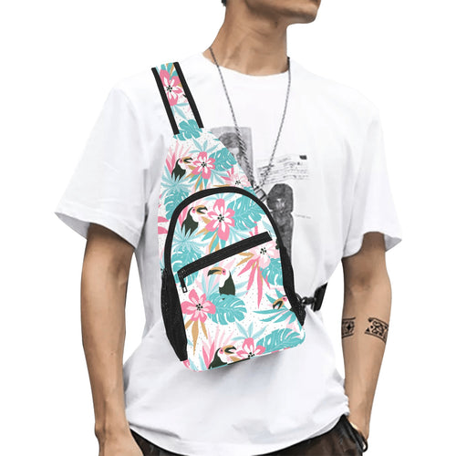 Toucan tropical flower leave pattern All Over Print Chest Bag