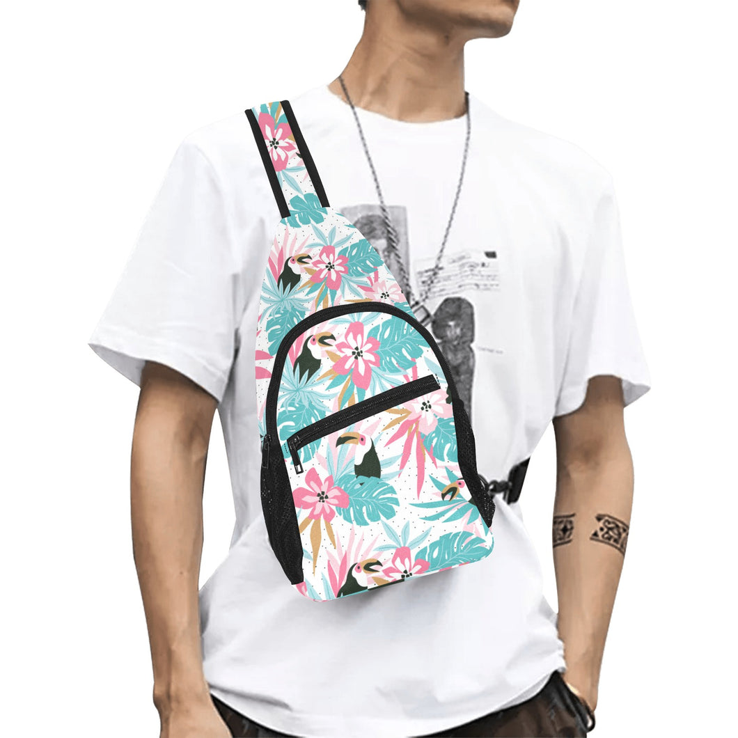 Toucan tropical flower leave pattern All Over Print Chest Bag