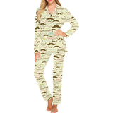 Mustache Beard Pattern Print Design 01 Women's Long Pajama Set