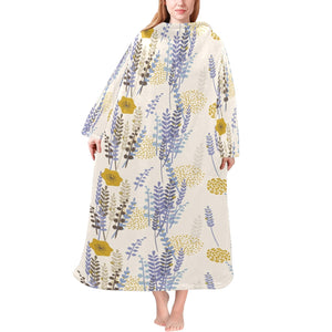 Lavender modern pattern blackground Blanket Robe with Sleeves