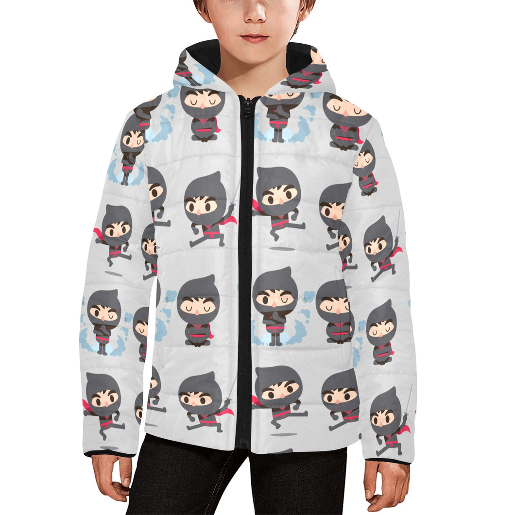 Cute ninja pattern Kids' Boys' Girls' Padded Hooded Jacket