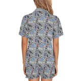 Skate Board Pattern Print Design 03 Women's V-Neck Short Pajama Set