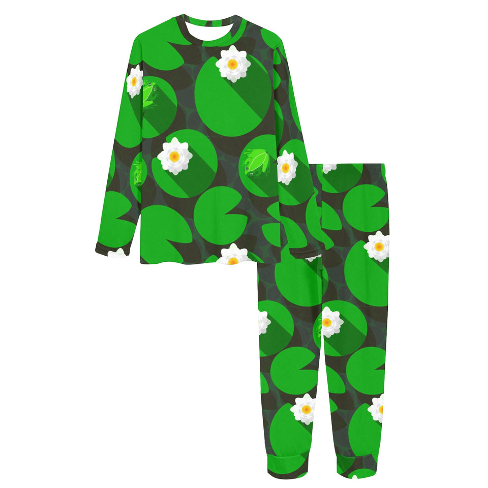 Frog waterlily pattern Women's All Over Print Pajama Set