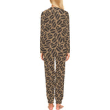Coffee bean on brown background Women's All Over Print Pajama Set