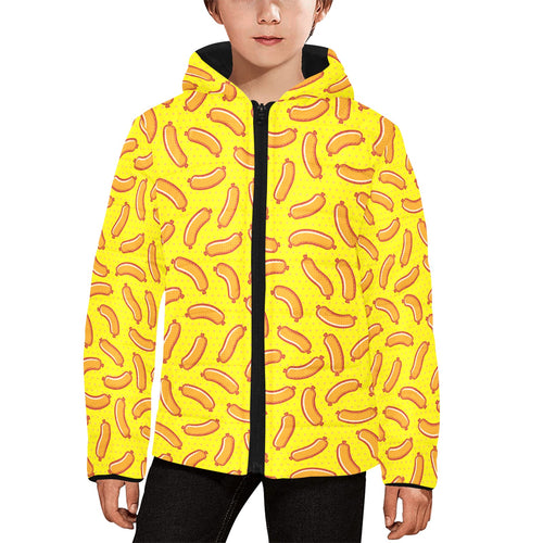 Sausage Pattern Print Design 01 Kids' Boys' Girls' Padded Hooded Jacket