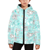 Cute koalas blue background pattern Kids' Boys' Girls' Padded Hooded Jacket