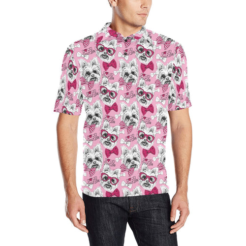 Yorkshire Terrier Pattern Print Design 03 Men's All Over Print Polo Shirt