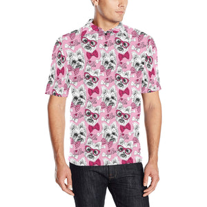 Yorkshire Terrier Pattern Print Design 03 Men's All Over Print Polo Shirt