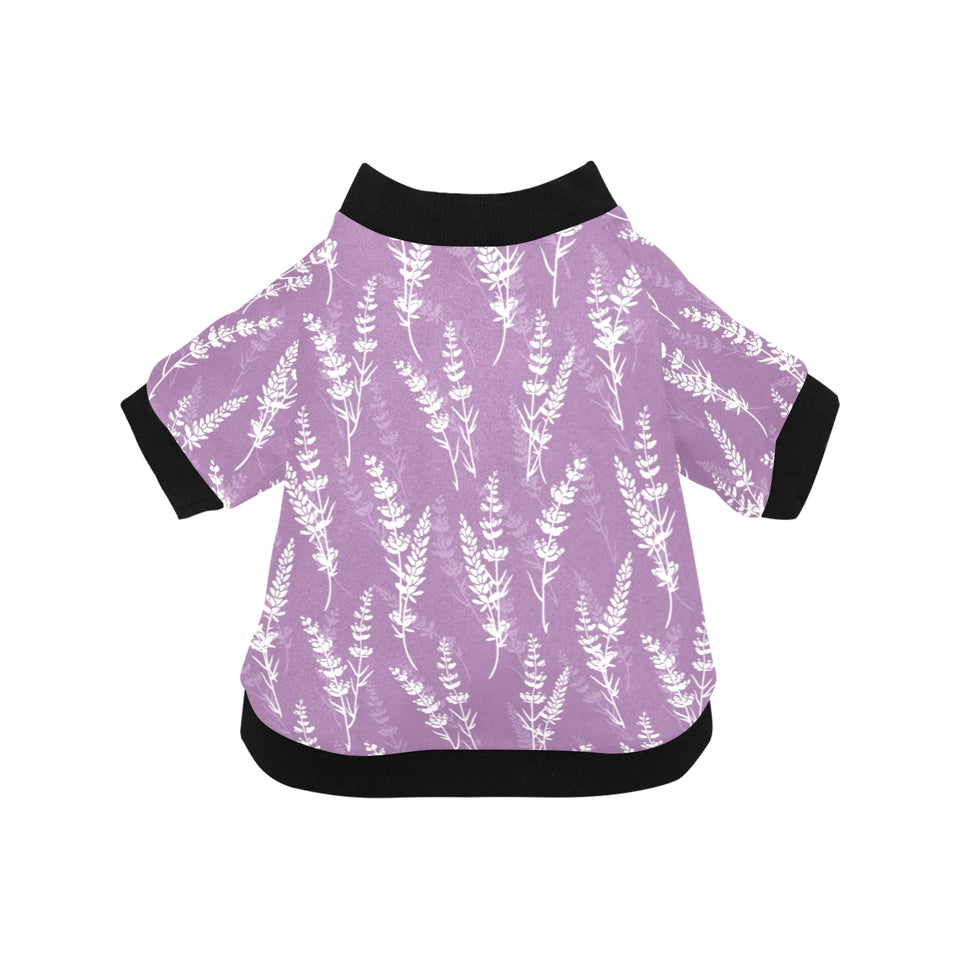 Lavender flowers purple pattern All Over Print Pet Dog Round Neck Fuzzy Shirt