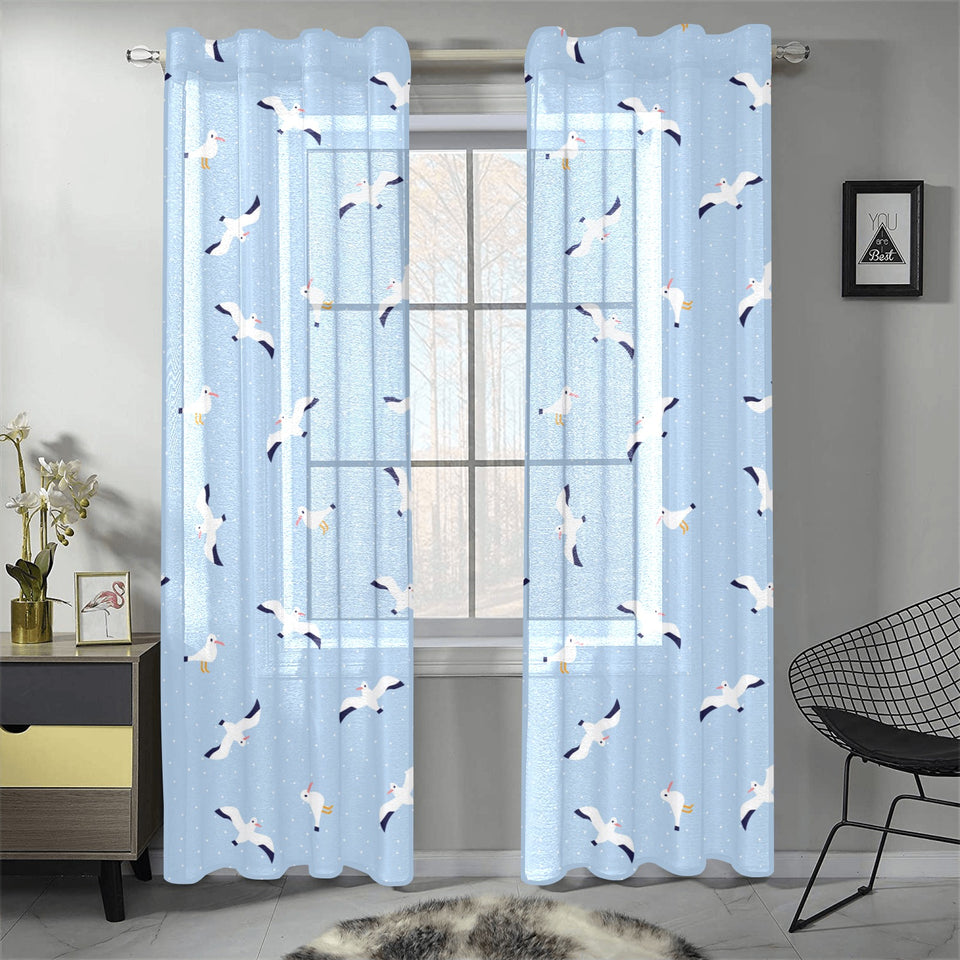 Seagull Pattern Print Design 02 Gauze Curtain
