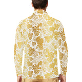 Gold grape pattern Men's Long Sleeve Polo Shirt
