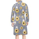 Cute hamster sunflower pattern background Men's Long Sleeve Belted Night Robe
