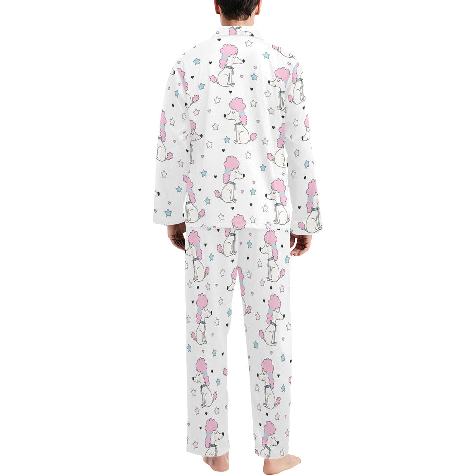 Cute poodle dog star pattern Men's Long Pajama Set
