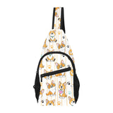 Cute dog corgi striped background pattern All Over Print Chest Bag