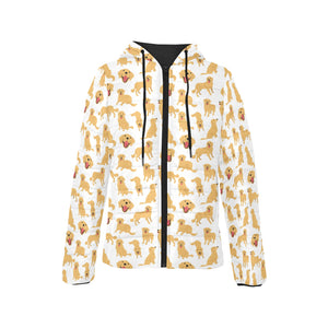 Golden Retriever Pattern Print Design 05 Women's Padded Hooded Jacket