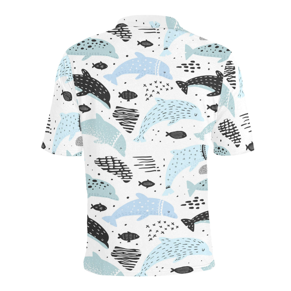 Cute dolphins Childish Style pattern Men's All Over Print Polo Shirt