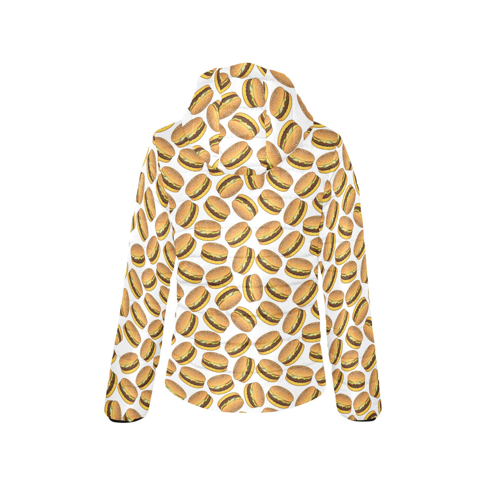 Hamburger Pattern Print Design 03 Women's Padded Hooded Jacket