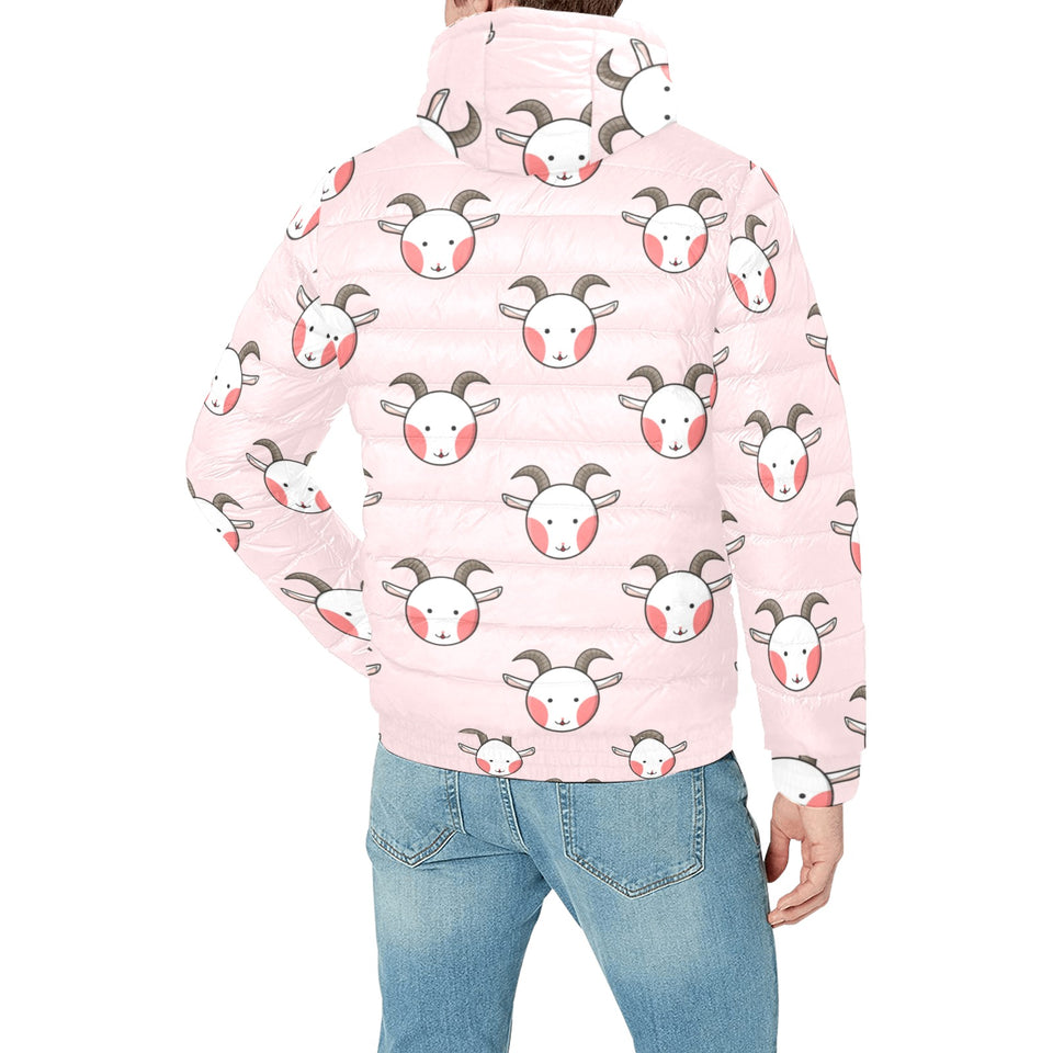 Cute goat pattern Men's Padded Hooded Jacket