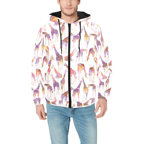 Giraffe Pattern Print Design 02 Men's Padded Hooded Jacket