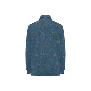 Swordfish Pattern Print Design 02 Women's Long Sleeve Polo Shirt