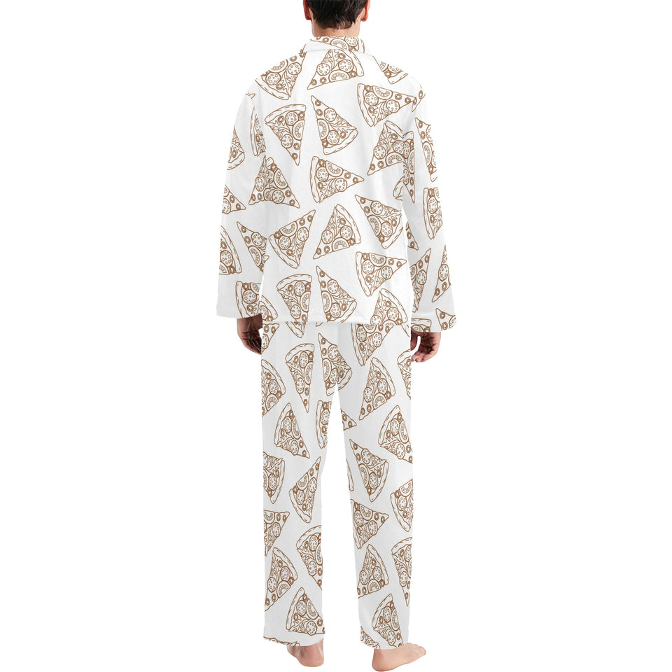 Hand drawn pizza pattern Men's Long Pajama Set