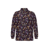 Hummingbird Pattern Print Design 04 Men's Long Sleeve Polo Shirt