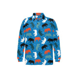 Colorful rhino pattern Men's Long Sleeve Polo Shirt