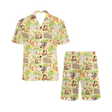 Guinea Pig Pattern Print Design 04 Men's V-Neck Short Pajama Set