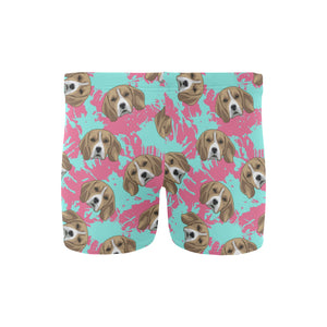 Beagle muzzles turquoise paint splashes pink patte Men's Swimming Trunks