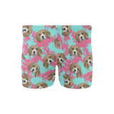 Beagle muzzles turquoise paint splashes pink patte Men's Swimming Trunks