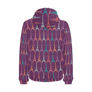 Eiffel Tower Pattern Print Design 05 Men's Padded Hooded Jacket