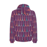 Eiffel Tower Pattern Print Design 05 Men's Padded Hooded Jacket