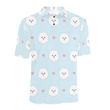 White cute pomeranian pattern Men's All Over Print Polo Shirt