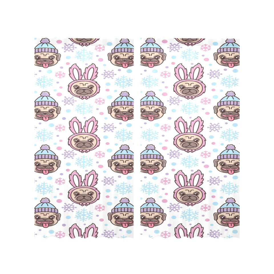 Cute pug hat rabbit costume pattern Gauze Curtain