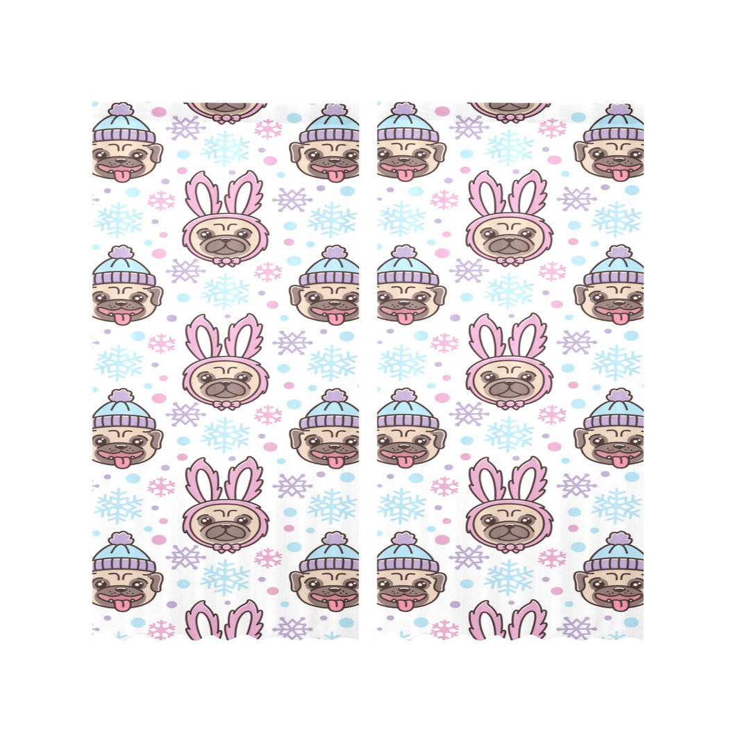 Cute pug hat rabbit costume pattern Gauze Curtain