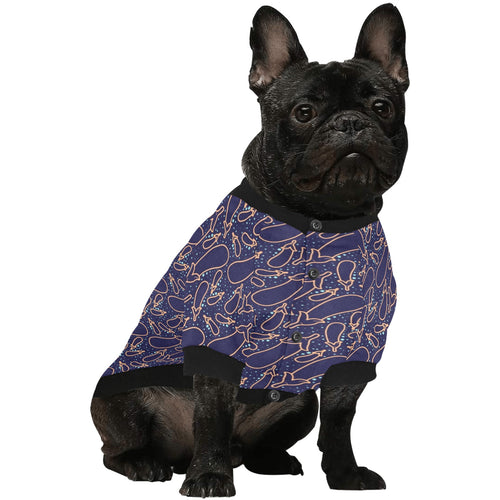 Eggplant Pattern Print Design 04 All Over Print Pet Dog Round Neck Fuzzy Shirt