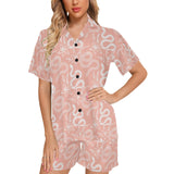 Snake lilies flower pattern Women's V-Neck Short Pajama Set