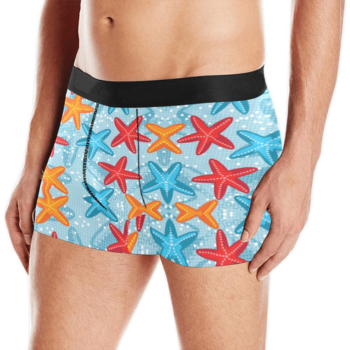 Blue red orange starfish pattern Men's All Over Print Boxer Briefs Men's Underwear