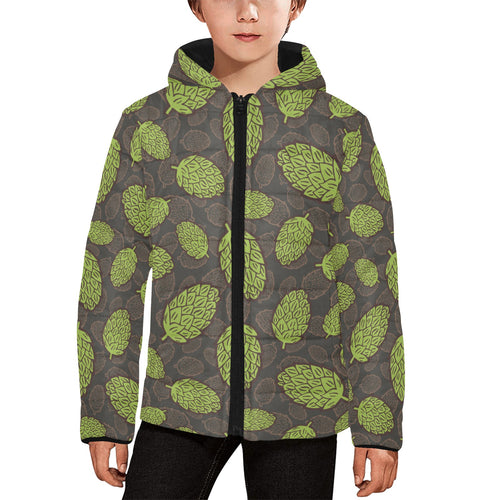 Hop pattern black background Kids' Boys' Girls' Padded Hooded Jacket