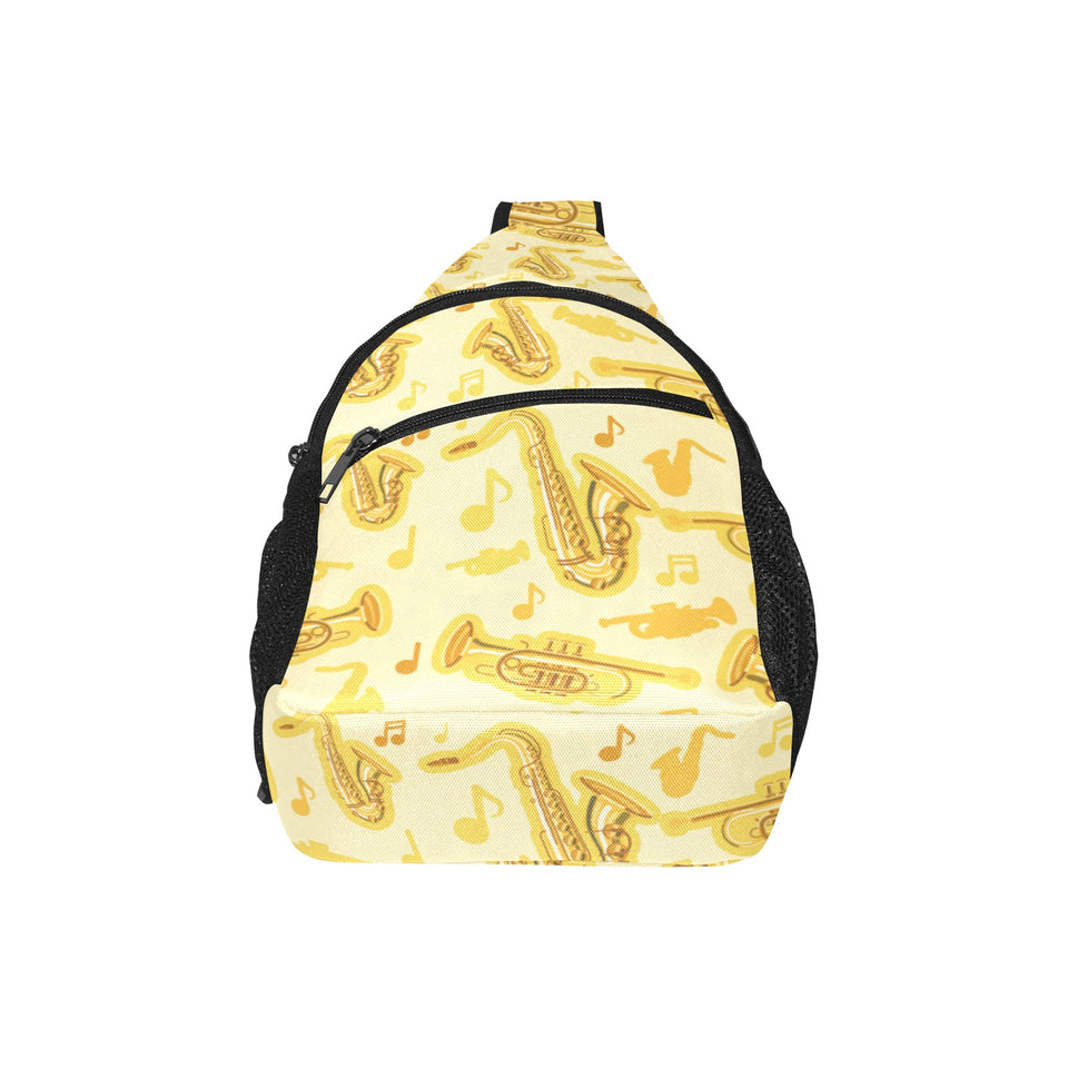 Saxophone cornet pattern yellow background All Over Print Chest Bag