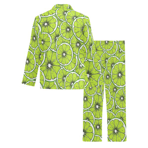 Slices of Lime design pattern Men's Long Pajama Set